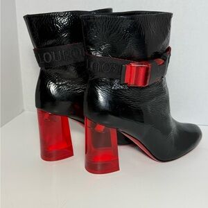 Christian Louboutin Patent Vogue Plexi Telesiege 85mm Block Heel Booties EU 36